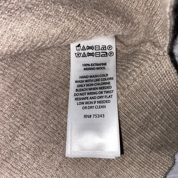 Wicked Wool Sweater M Tan Merino Wool Henley Button Neck Pullover Classic Read - Picture 8 of 10